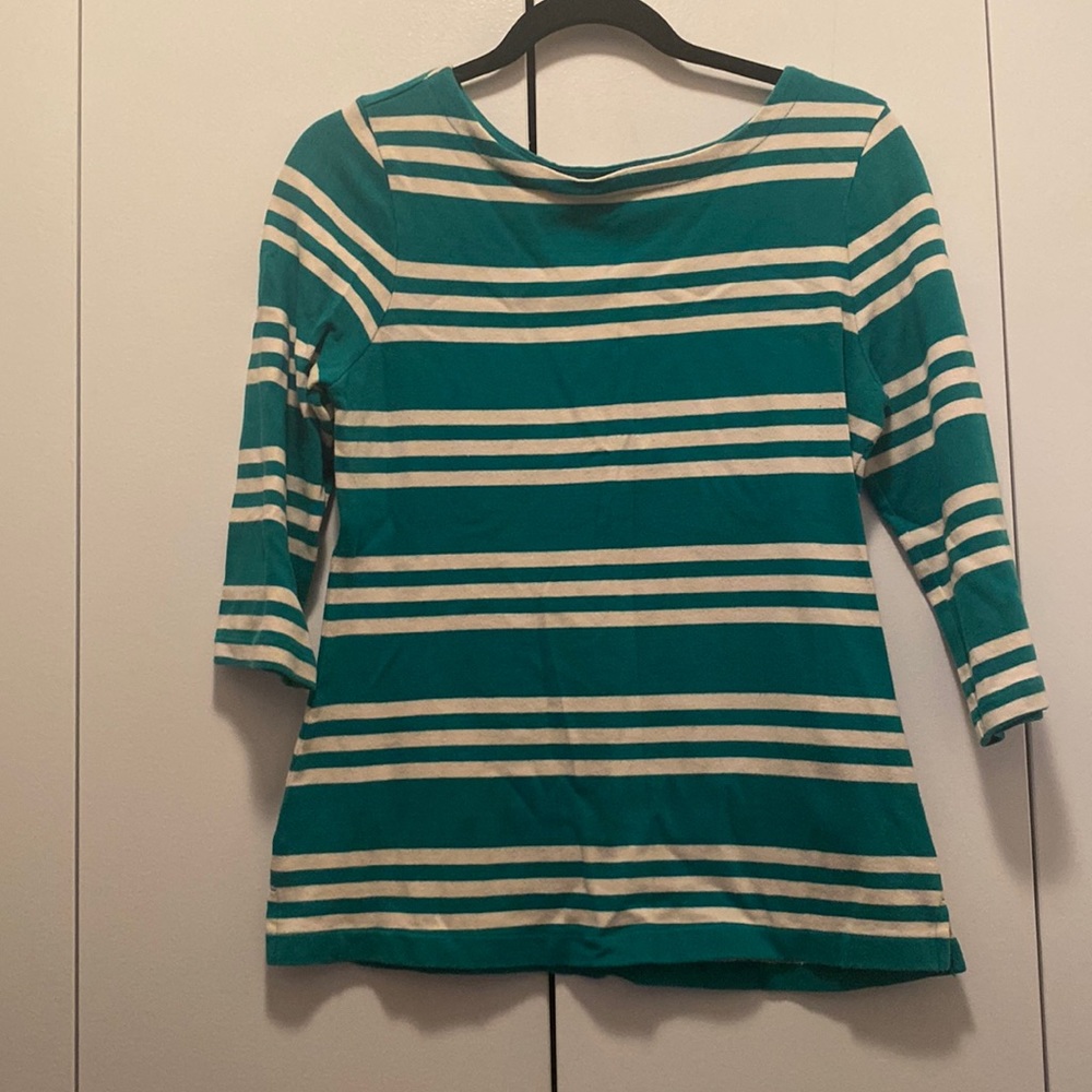 White and green striped shirt